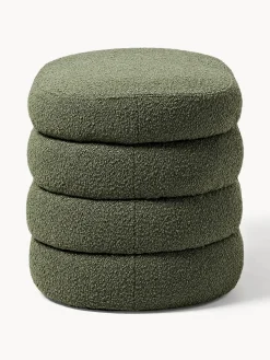 Banco pequeño tapizado en tejido bouclé con espacio de almacenamiento Alto