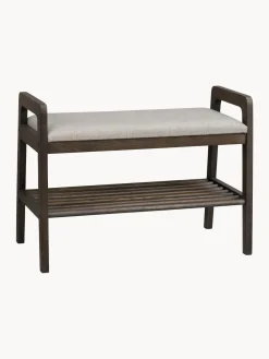 Banco tapizado con estante de madera de roble Inverness