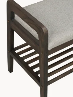 Banco tapizado con estante de madera de roble Inverness