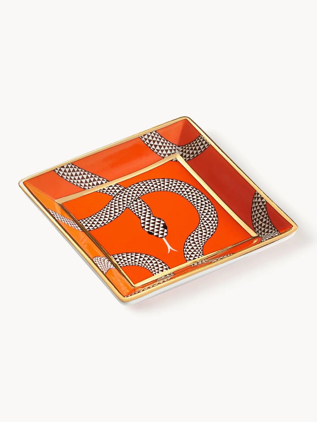 Bandeja decorativa de porcelana con oro Eden