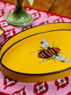 Bandeja decorativa pintada a mano con motivo de abeja Fauna
