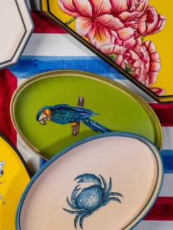 Bandeja decorativa pintada a mano con motivo de cangrejo Fauna