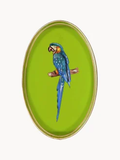 Bandeja decorativa pintada a mano con motivo de loro Fauna