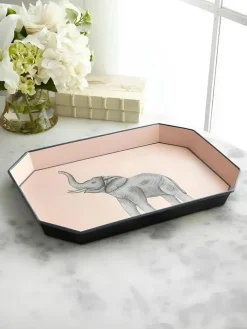 Bandeja decorativa pintada a mano con motivo de elefante Fauna
