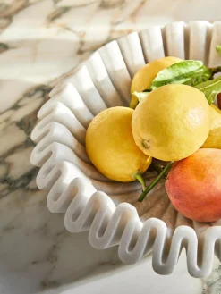 Bol decorativo artesanal de mármol Santorini, Ø 31 cm