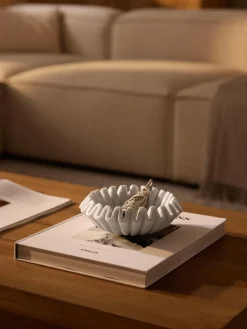 Bol decorativo artesanal de mármol Santorini, Ø 18 cm