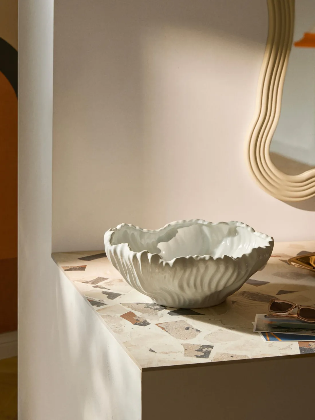 Bol decorativo con borde acanalado XL Milazzo