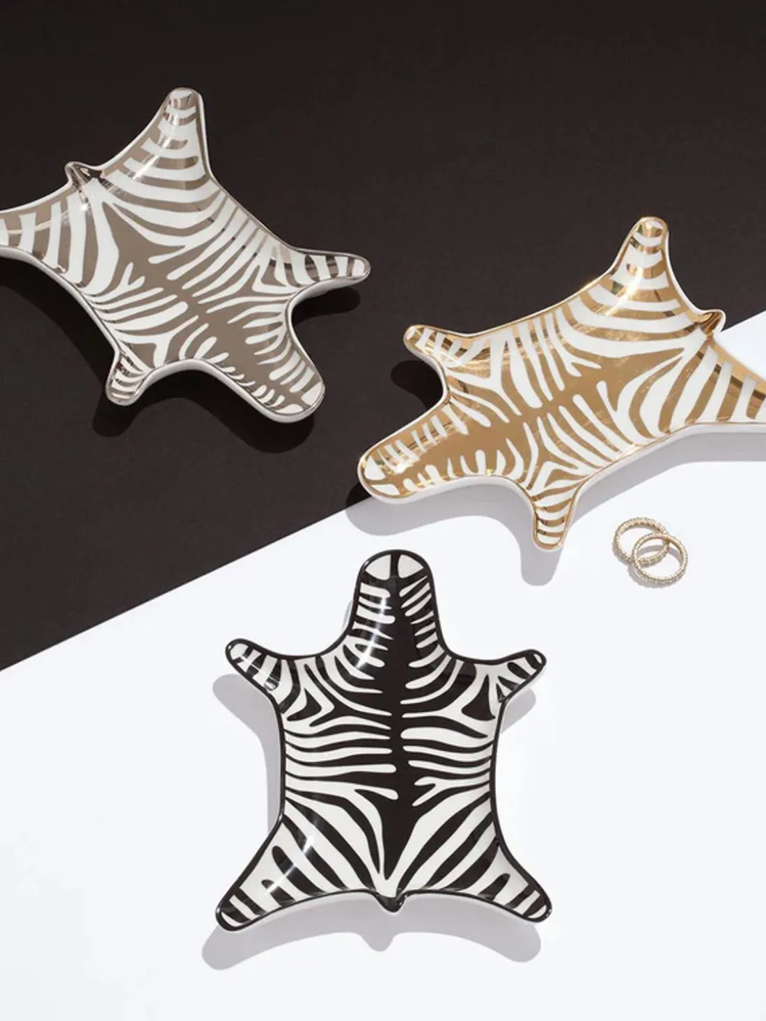 Bol decorativo de porcelana con oro Zebra