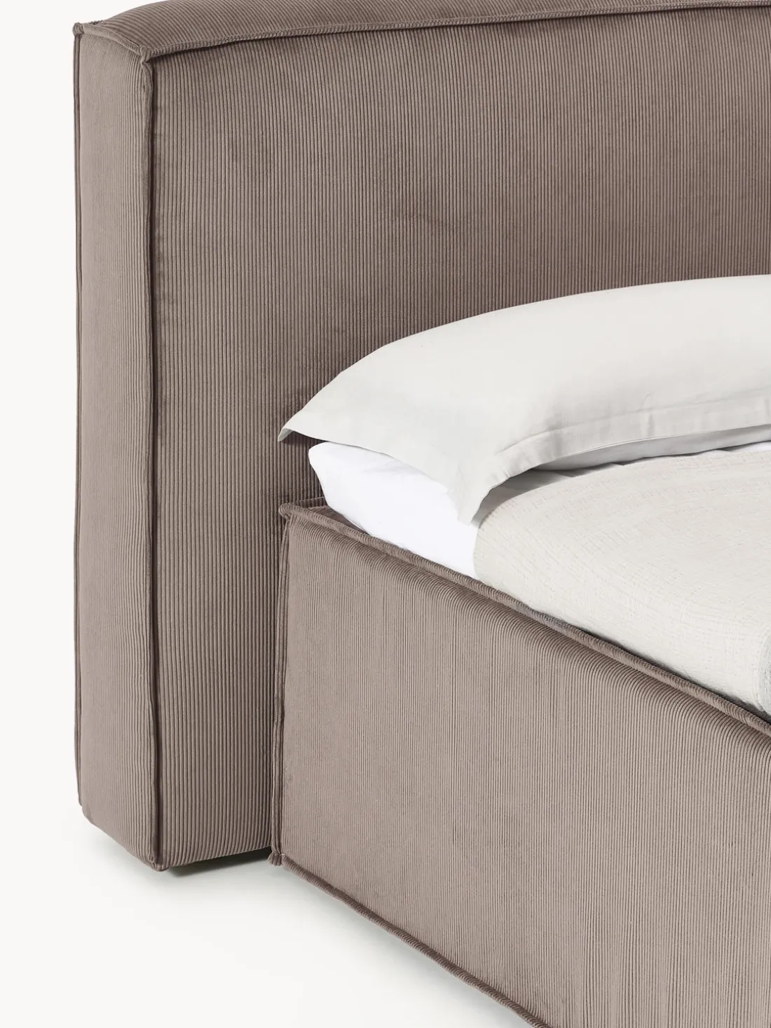 Cama continental de pana Lennon