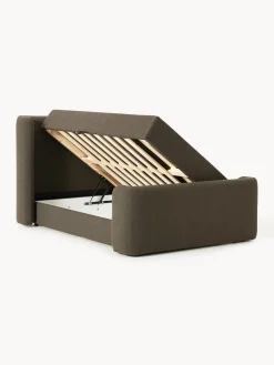 Cama continental en tejido bouclé con espacio de almacenamiento Perla