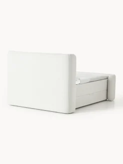 Cama continental en tejido bouclé con espacio de almacenamiento Perla