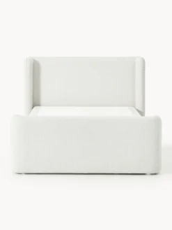 Cama continental en tejido bouclé con espacio de almacenamiento Perla