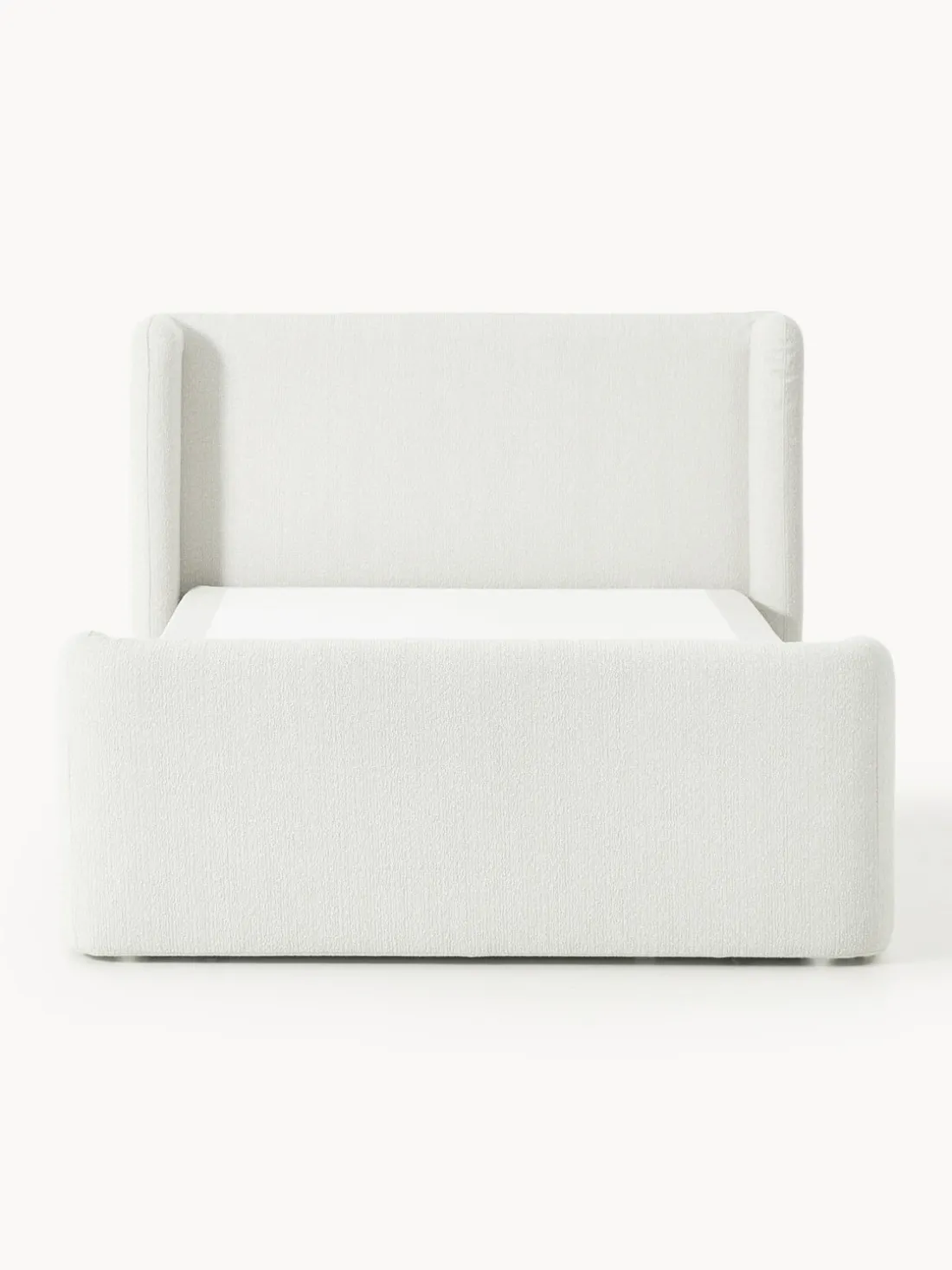 Cama continental en tejido bouclé con espacio de almacenamiento Perla