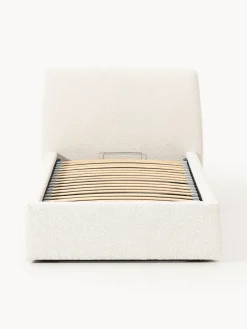 Cama individual en tejido bouclé con espacio de almacenamiento Cloud