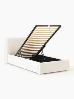 Cama individual en tejido bouclé con espacio de almacenamiento Cloud