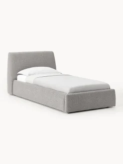 Cama individual en tejido bouclé con espacio de almacenamiento Cloud