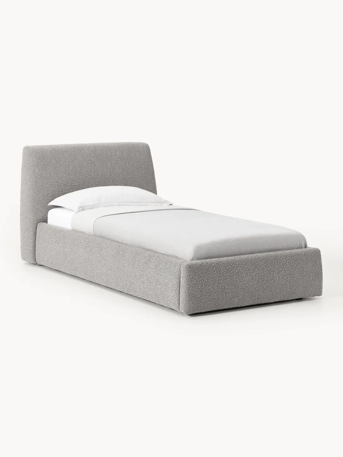 Cama individual en tejido bouclé con espacio de almacenamiento Cloud