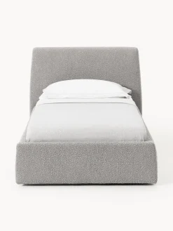 Cama individual en tejido bouclé con espacio de almacenamiento Cloud