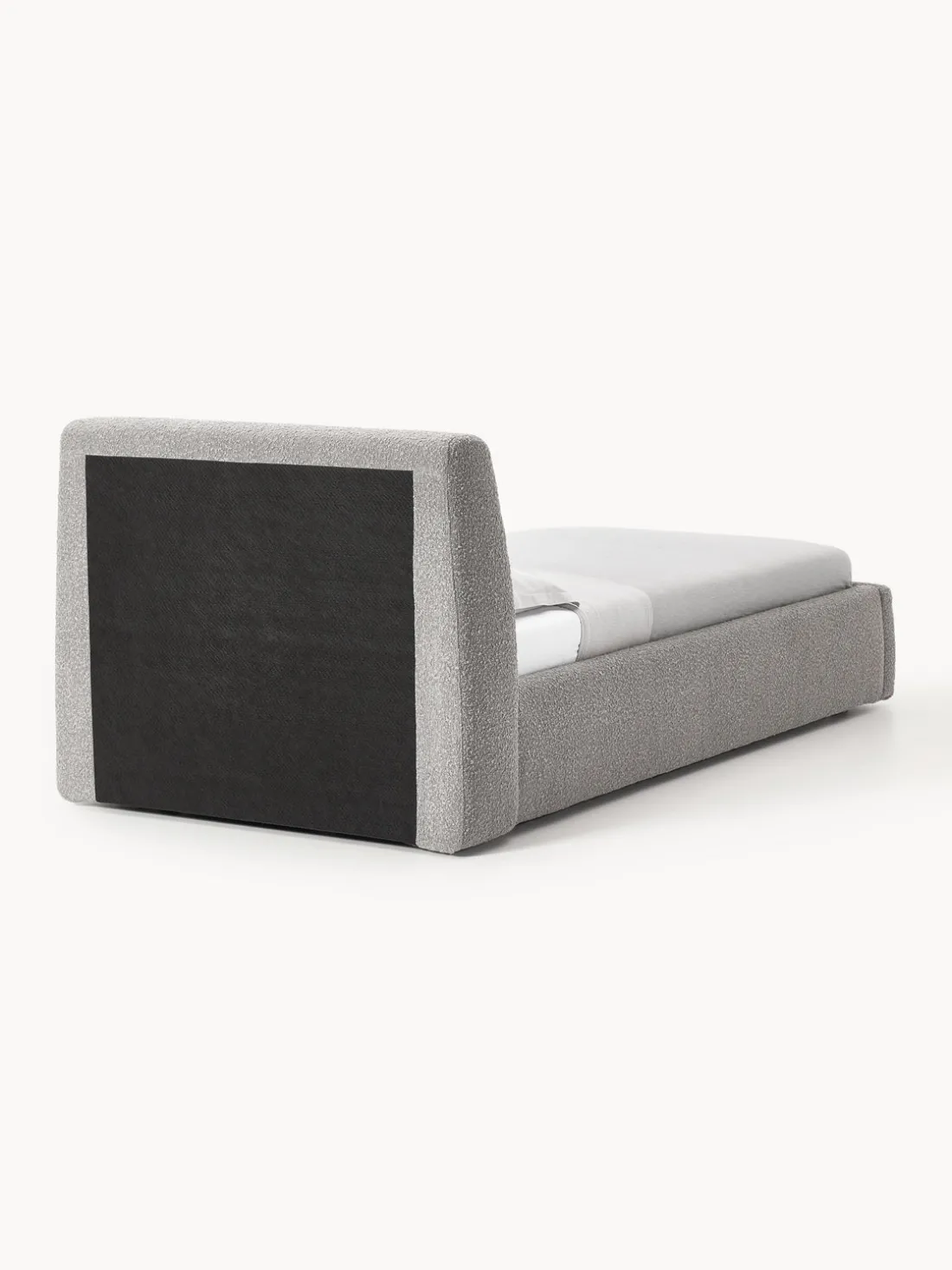 Cama individual en tejido bouclé con espacio de almacenamiento Cloud