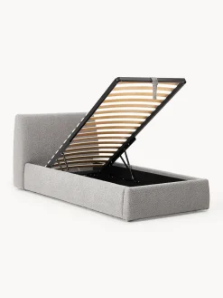 Cama individual en tejido bouclé con espacio de almacenamiento Cloud