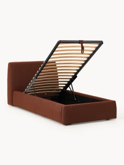 Cama individual en tejido bouclé con espacio de almacenamiento Cloud