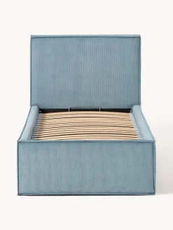 Cama individual tapizada de pana con espacio de almacenaje Dream