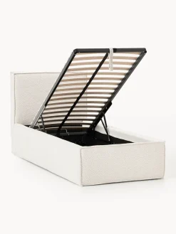 Cama individual tapizada en tejido bouclé con espacio de almacenamiento Dream