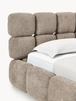 Cama individual tapizada en borreguillo bouclé Tayla