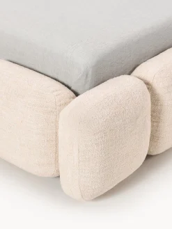 Cama individual tapizada en borreguillo bouclé con espacio de almacenamiento Tayla