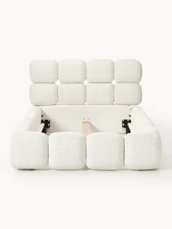 Cama individual tapizada en borreguillo bouclé Tayla