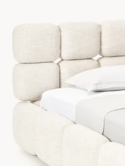 Cama individual tapizada en borreguillo bouclé Tayla