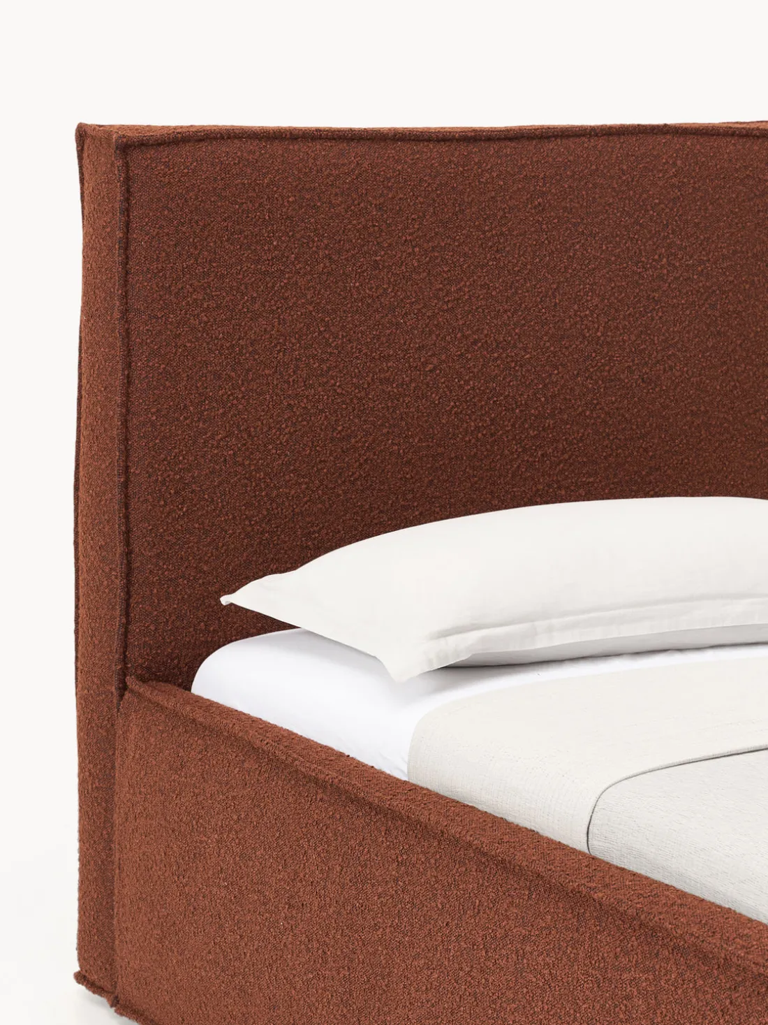 Cama individual tapizada en tejido bouclé con espacio de almacenamiento Dream