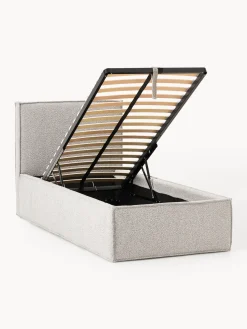 Cama individual tapizada en tejido bouclé con espacio de almacenamiento Dream