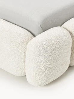 Cama individual tapizada en borreguillo bouclé con espacio de almacenamiento Tayla