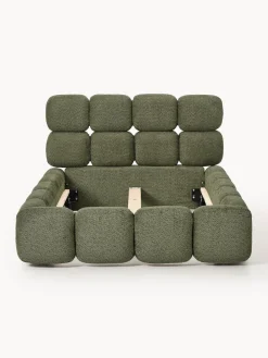 Cama individual tapizada en borreguillo bouclé Tayla