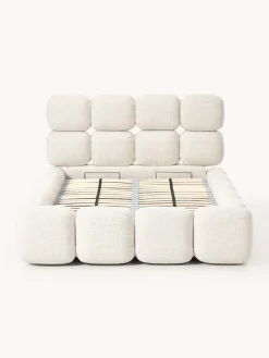 Cama individual tapizada en borreguillo bouclé con espacio de almacenamiento Tayla