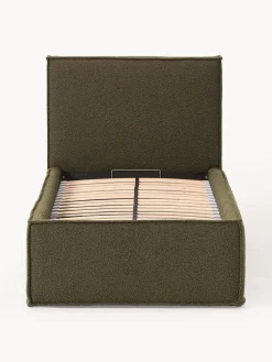 Cama individual tapizada en tejido bouclé con espacio de almacenamiento Dream