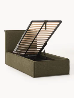 Cama individual tapizada en tejido bouclé con espacio de almacenamiento Dream