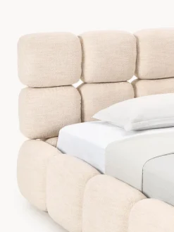 Cama individual tapizada en borreguillo bouclé Tayla