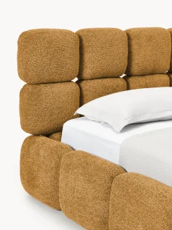 Cama individual tapizada en borreguillo bouclé Tayla