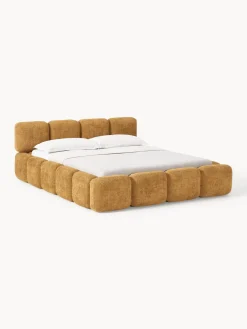 Cama tapizada de boreguillo bouclé con espacio de almacenamiento Tayla