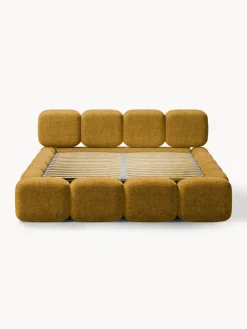 Cama tapizada de boreguillo bouclé con espacio de almacenamiento Tayla