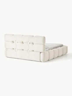 Cama tapizada de boreguillo bouclé con espacio de almacenamiento Tayla