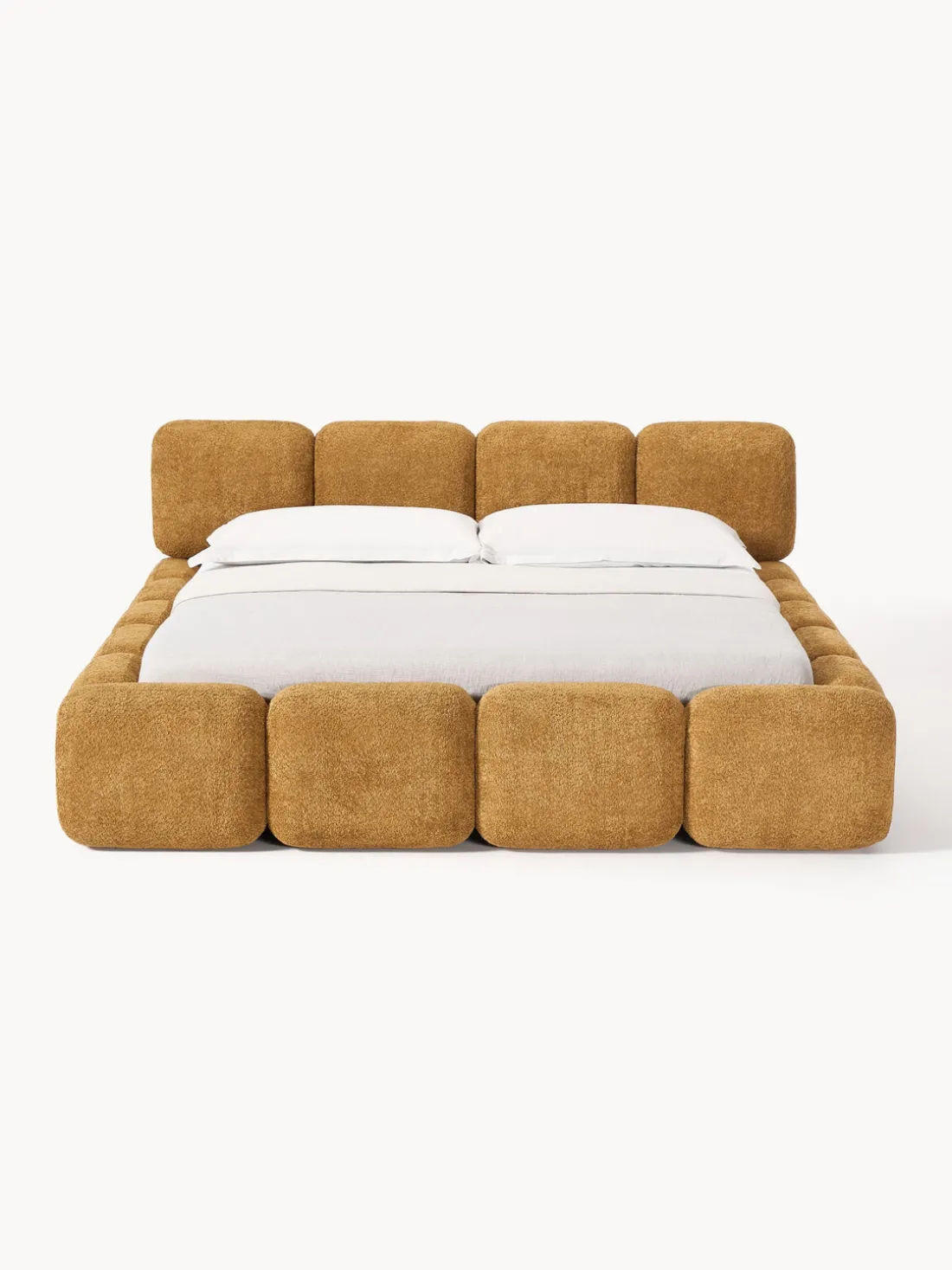 Cama tapizada de borreguillo bouclé Tayla