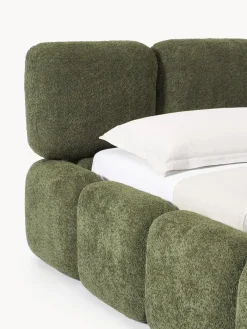 Cama tapizada de borreguillo bouclé Tayla