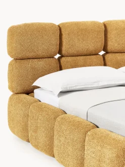 Cama tapizada de borreguillo bouclé Tayla