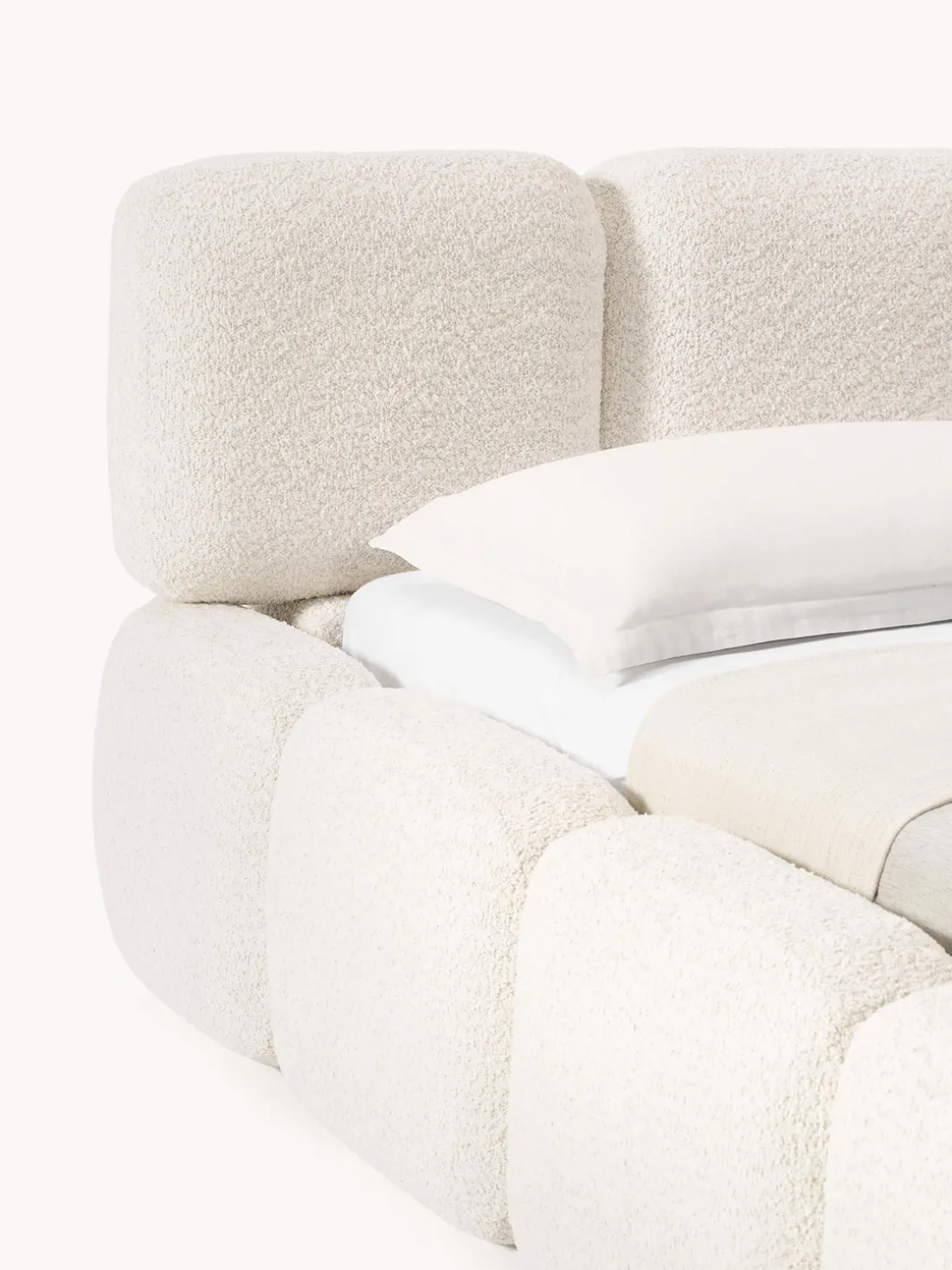 Cama tapizada de borreguillo bouclé Tayla