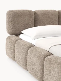 Cama tapizada de borreguillo bouclé Tayla