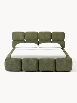 Cama tapizada de borreguillo bouclé Tayla