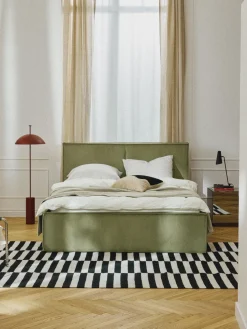 Cama tapizada de pana con espacio de almacenamiento Dream